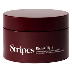 STRIPES Beauty Rich & Tight body butter jar for lasting hydration and comfort.