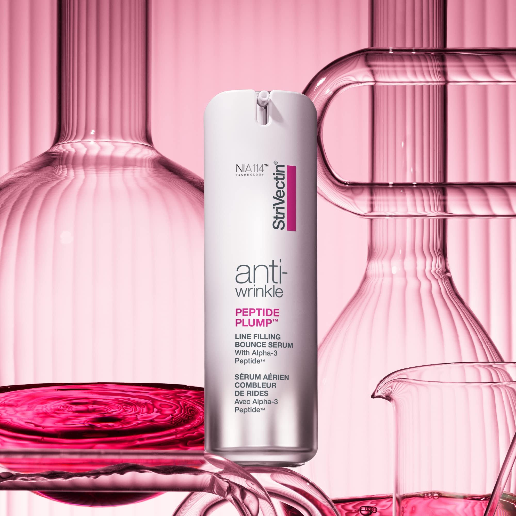Swirl of serum on skin indicating instant smoothing and glow