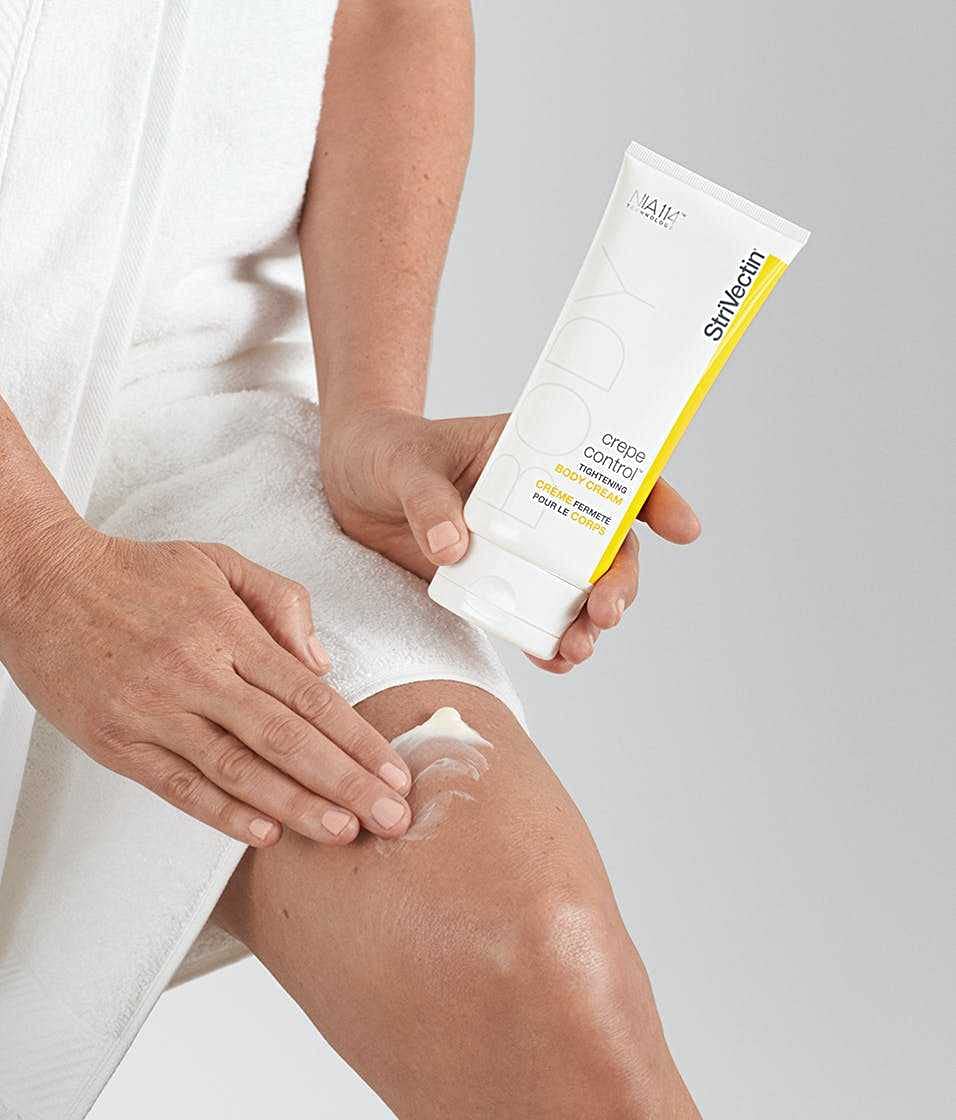 StriVectin arm application demonstrates targeted tightening for daily routines.