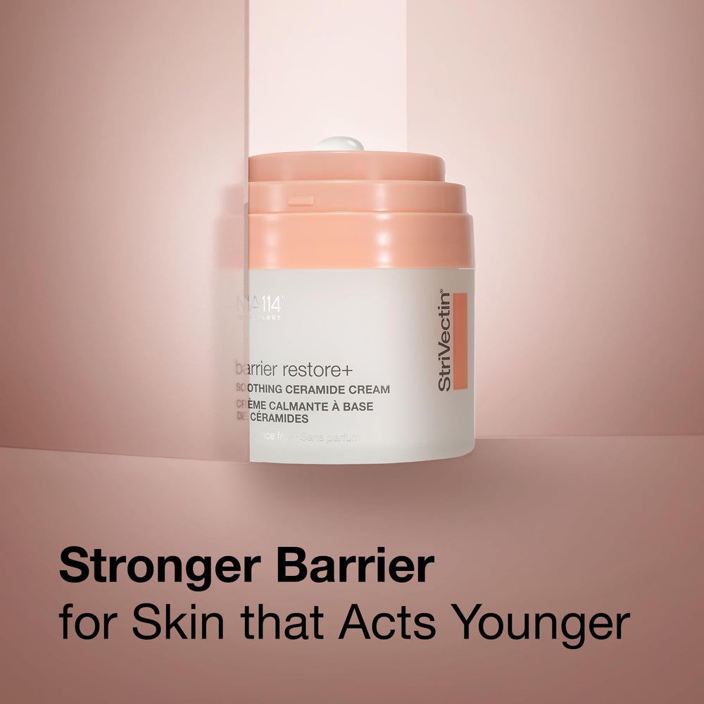 StriVectin Barrier Restore bottle packaging highlights fragrance-free formula for sensitive skin.