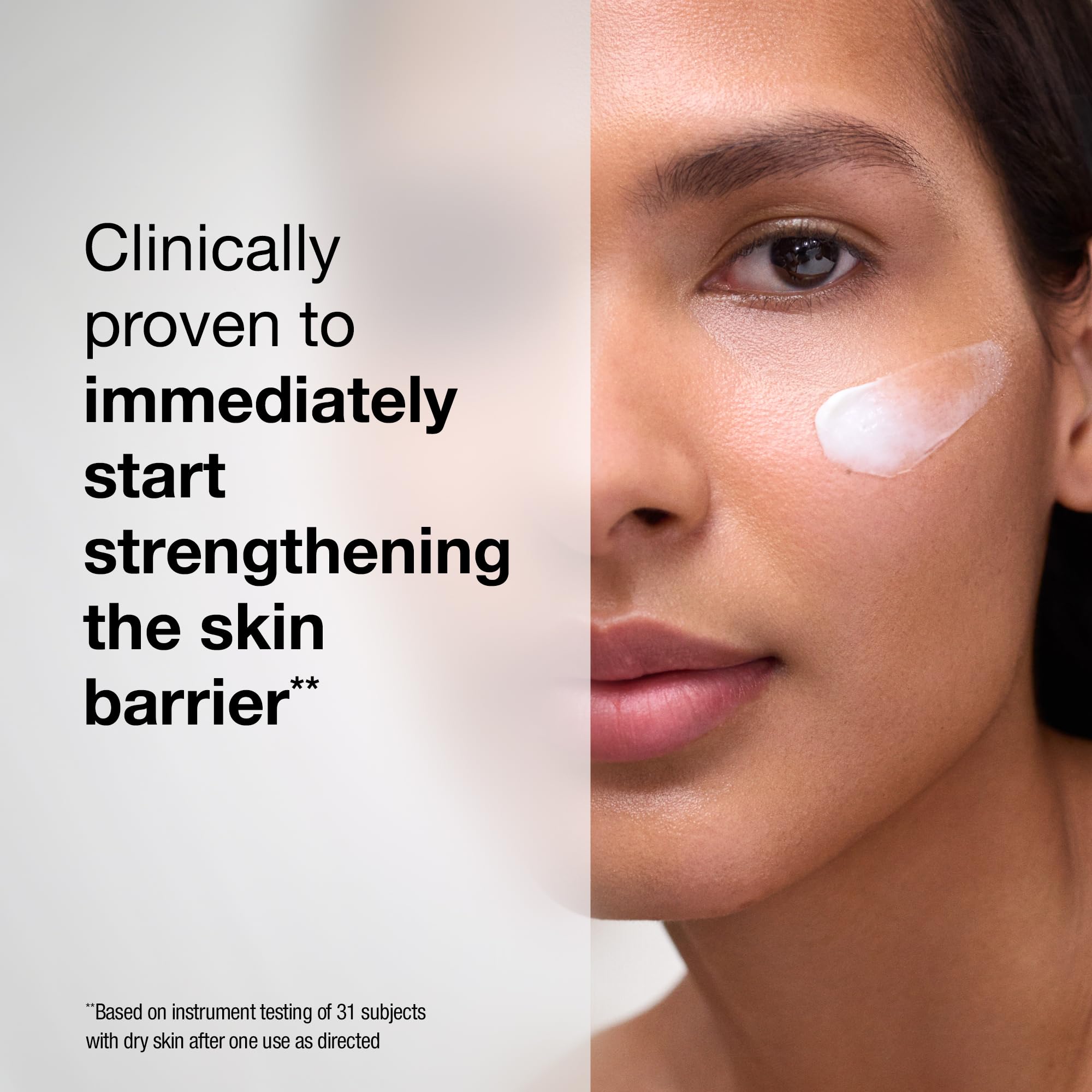 StriVectin Barrier Restore cream being massaged into skin for hydration.