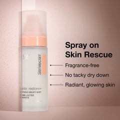 Spray-on mist in action for quick face refresh.