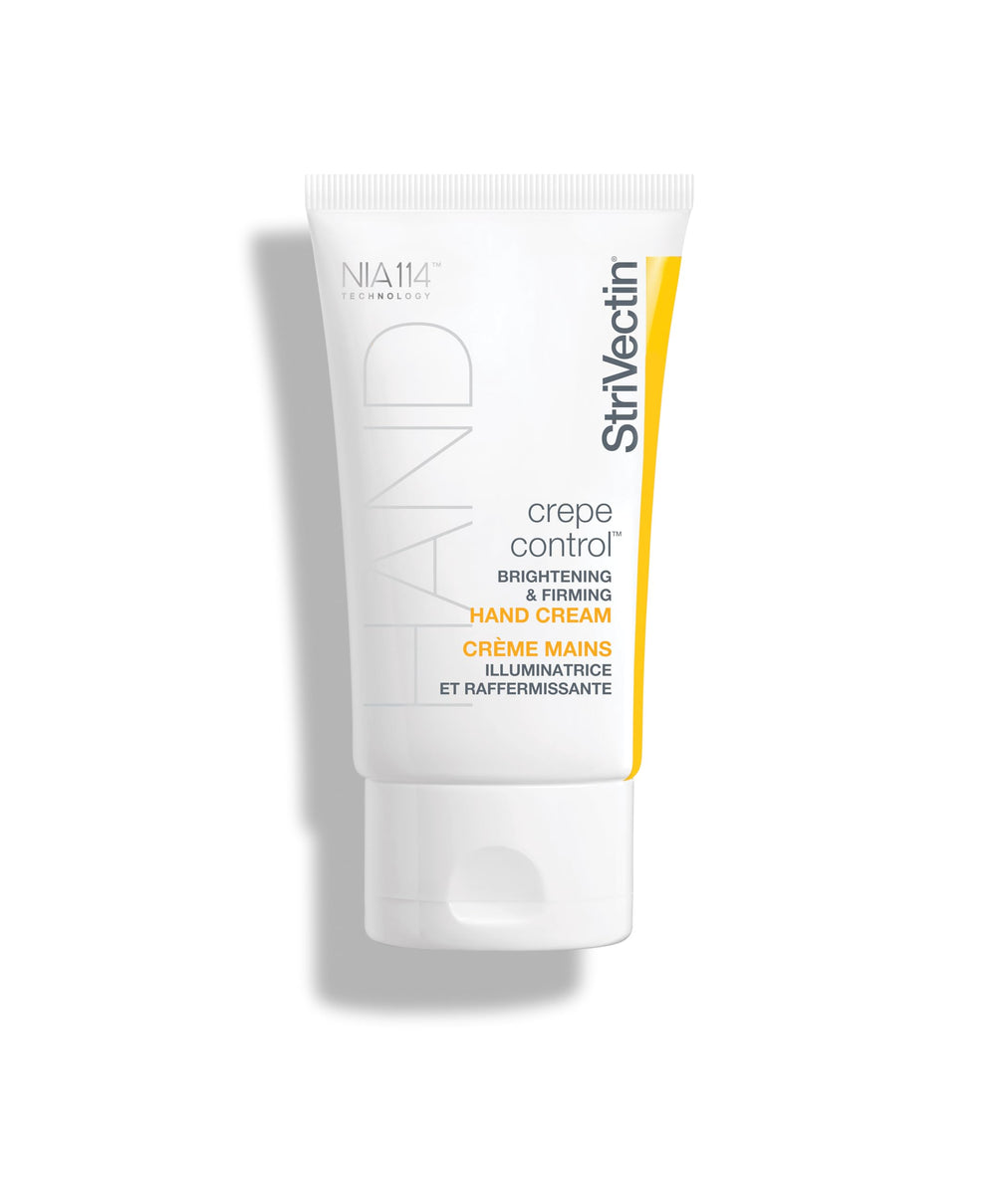 StriVectin crepe-control cream jar closeup showing rich texture for smoothing hands