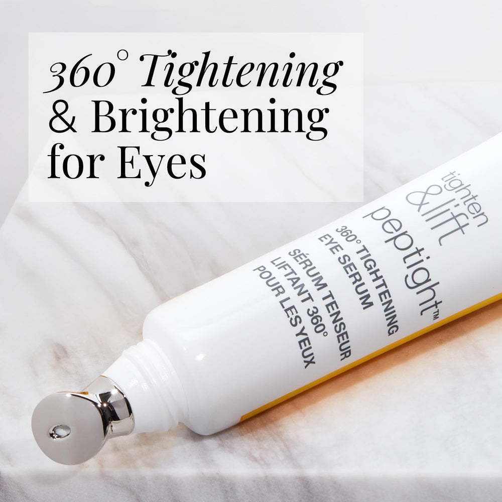 StriVectin Tighten 360 Eye Serum application roller demonstrating depuffing massage.