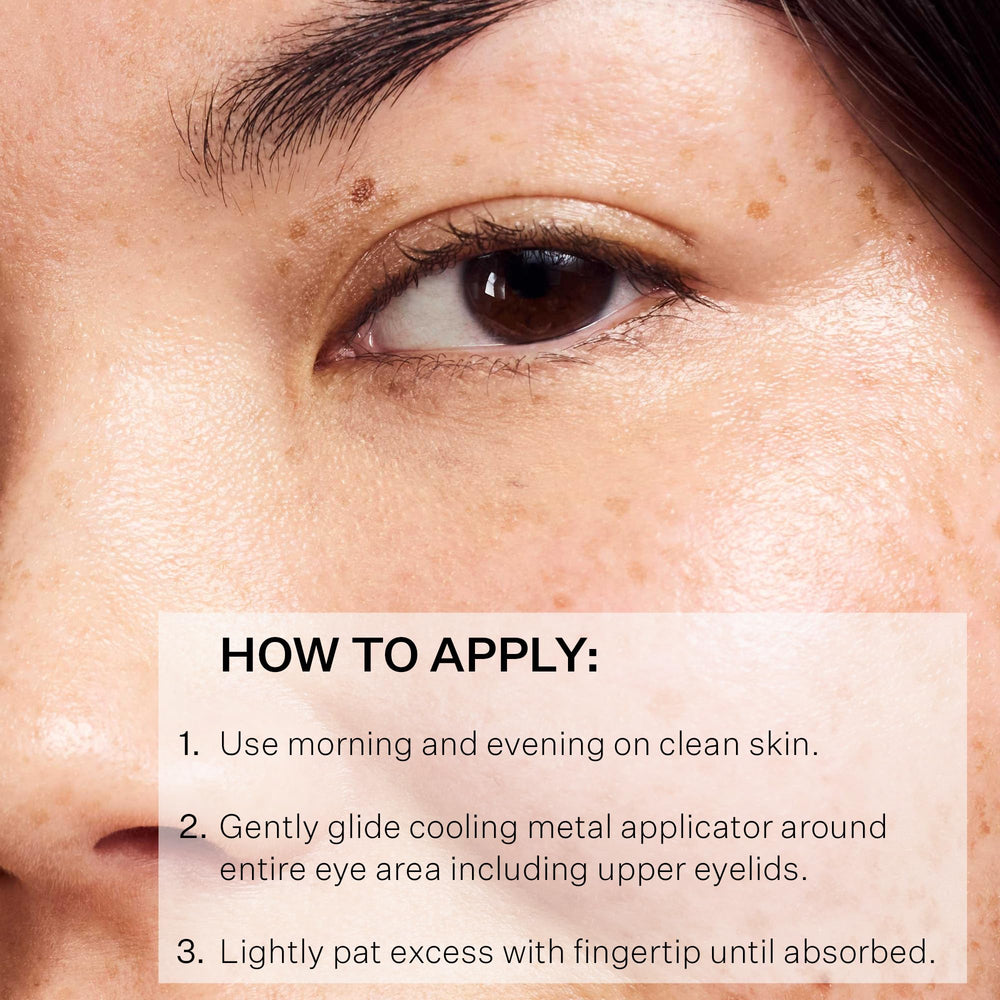 StriVectin Tighten 360 Eye Serum cooling applicator in action depuffing delicate skin.