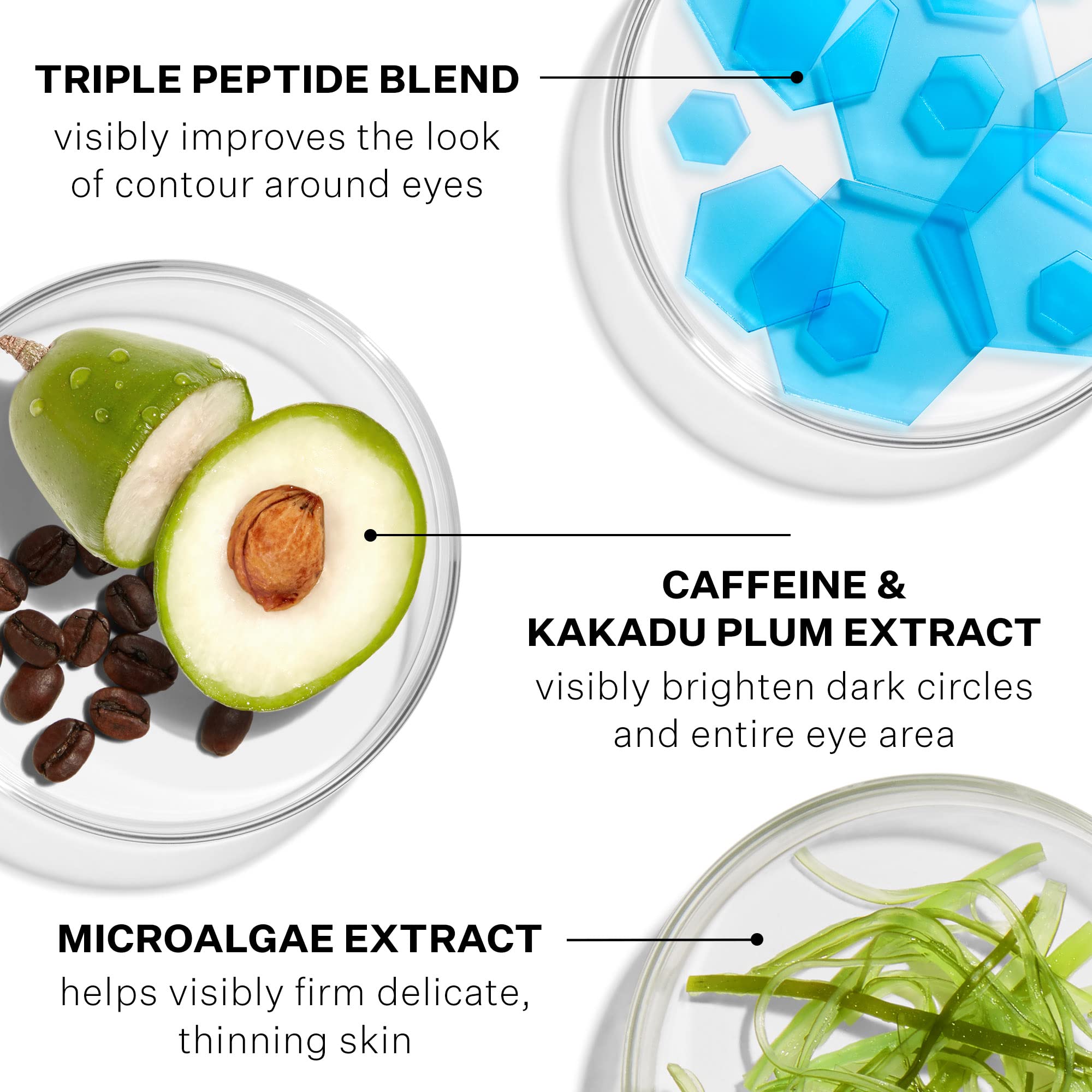 StriVectin Tighten 360 Eye Serum ingredient list close-up featuring peptides.