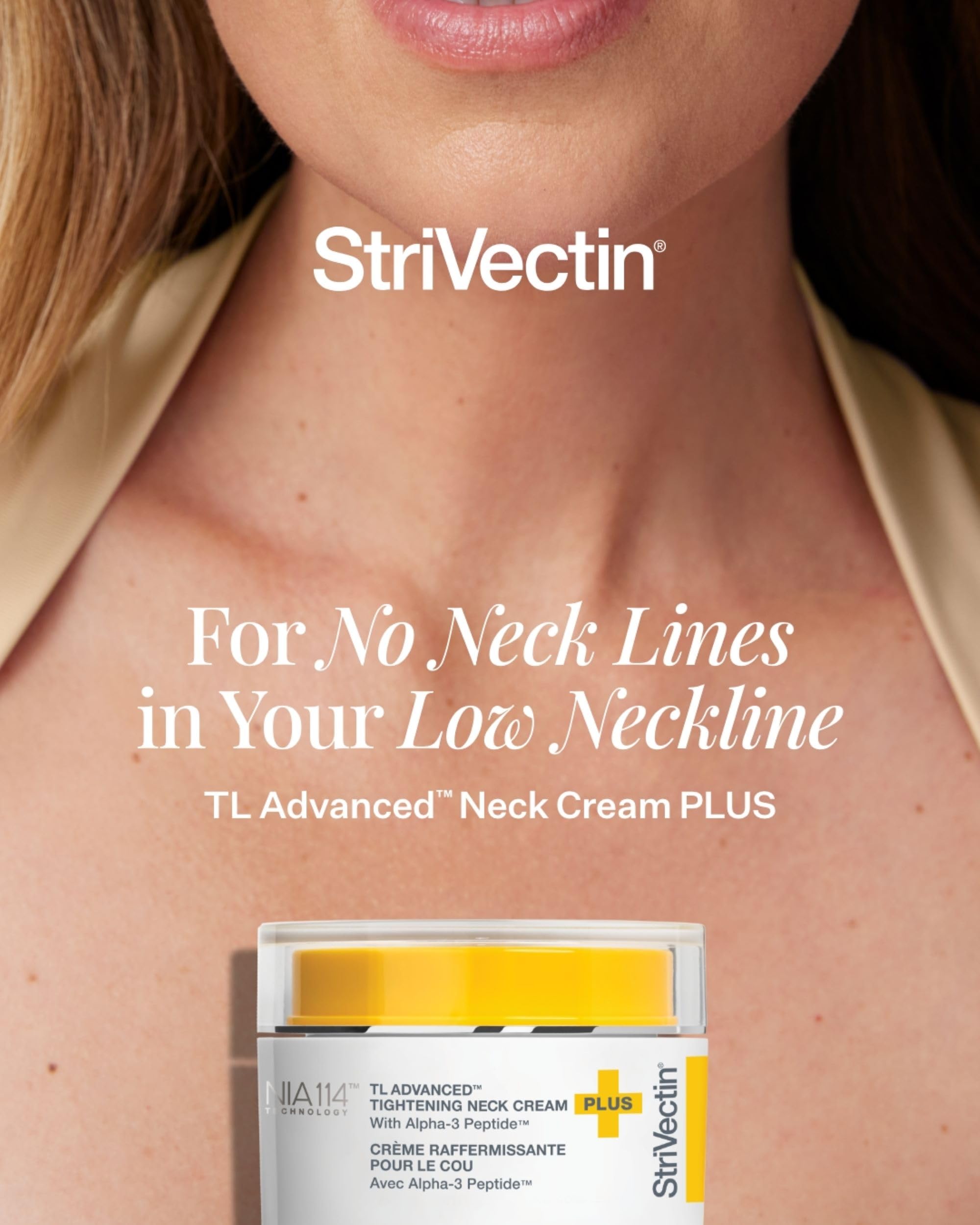 Closeup texture of StriVectin TL Advanced Tightening Neck Cream Plus showing smoothing cream