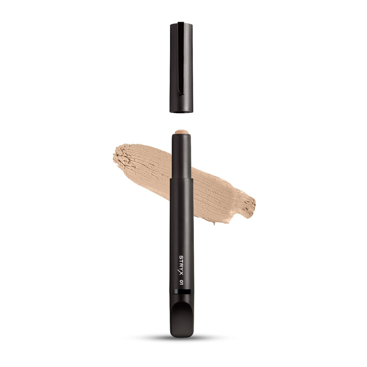 Stryx Concealer Tool in light cognac shade applied for quick blemish coverage