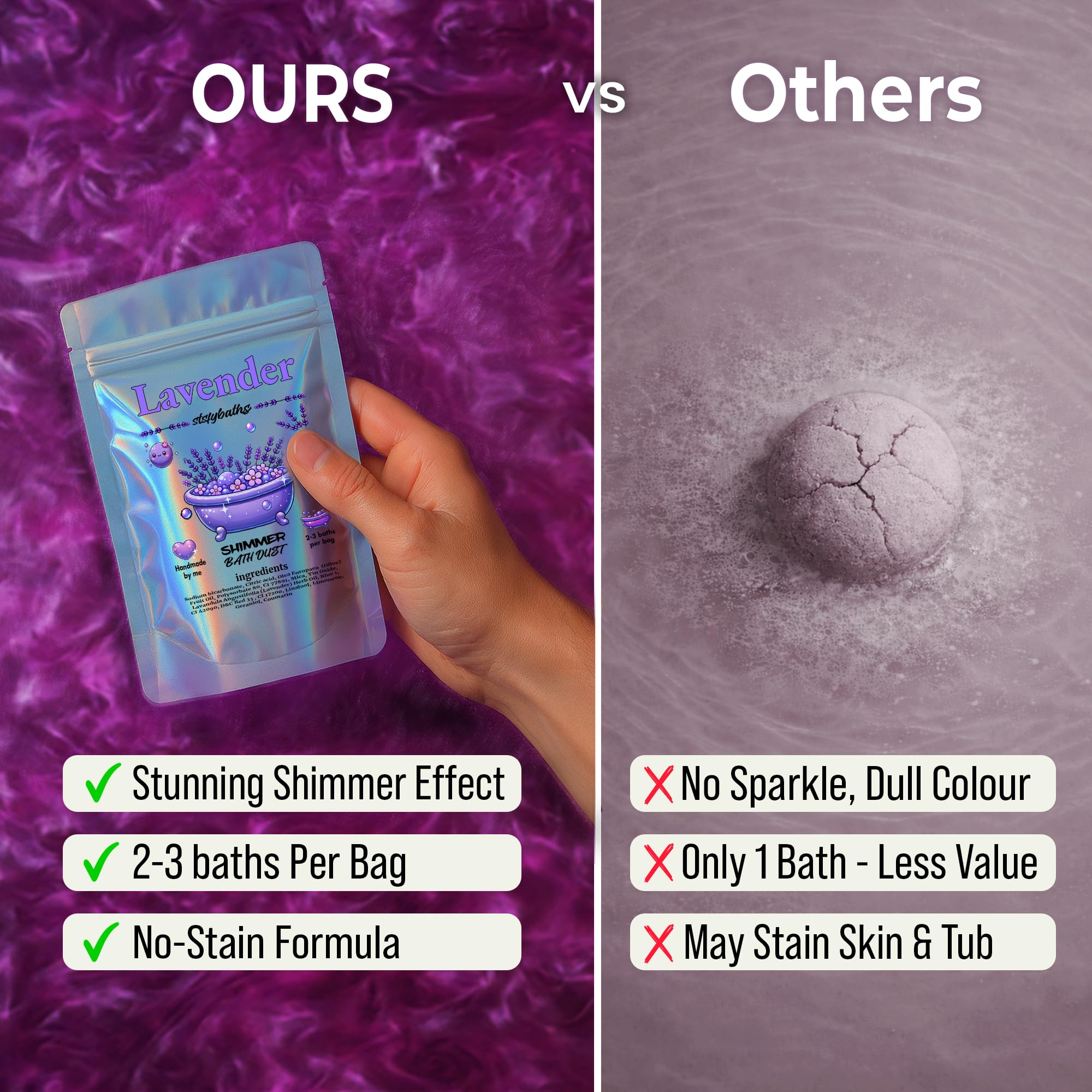 Bomba de baño Stsfybaths aroma relajante a lavanda para baño diario.