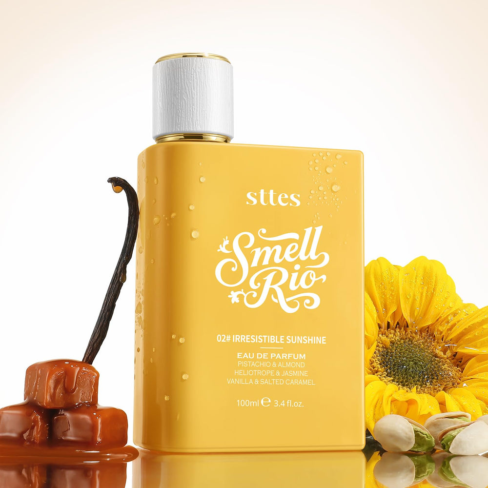 Sttes Perfume 602 sunflower-jasmine heart image evokes vibrant beach vibes.