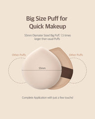 STUDIO17 Pang Pang makeup puff with 2-2in diameter highlights large surface area.