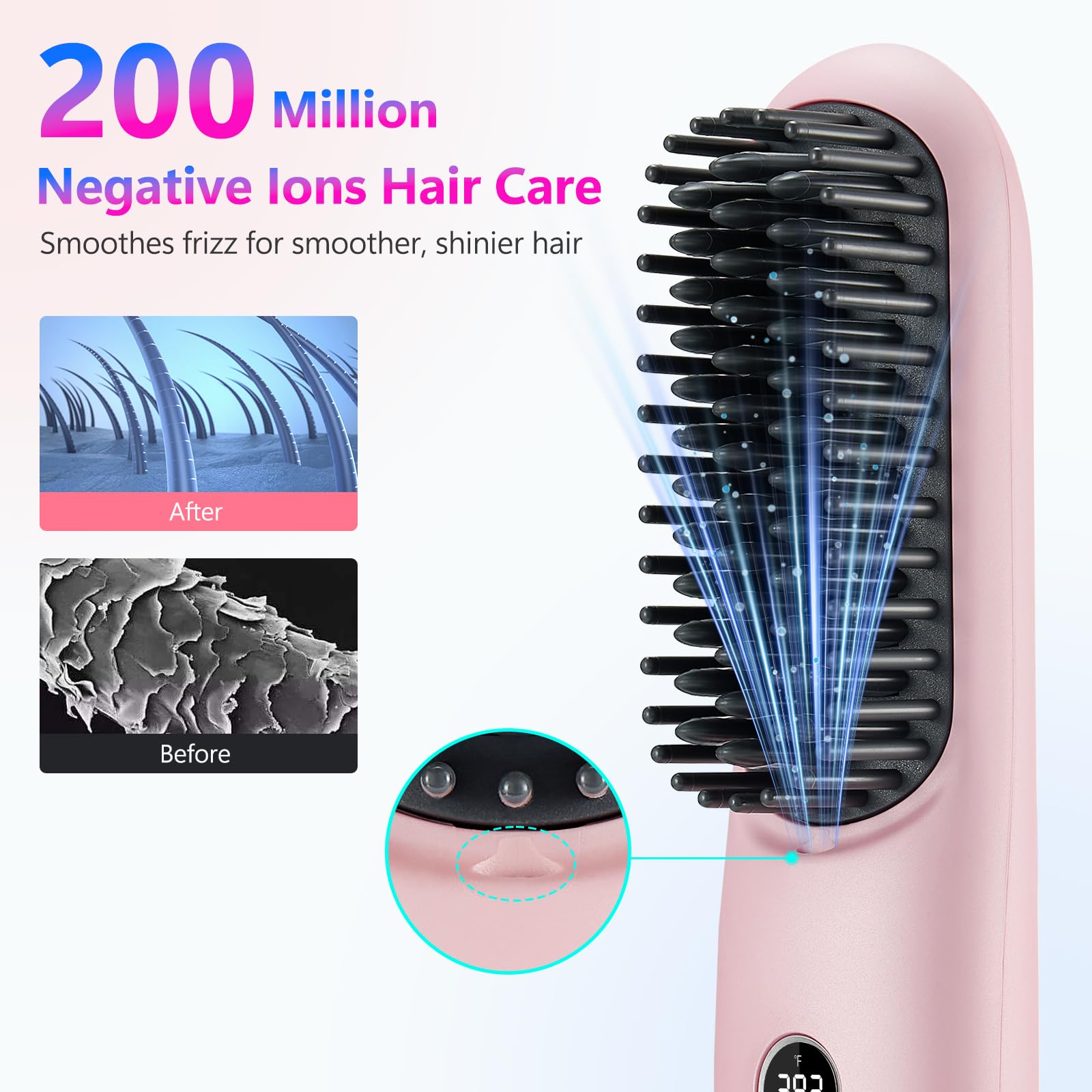 STUDLLY negative ions technology reduces static and frizz