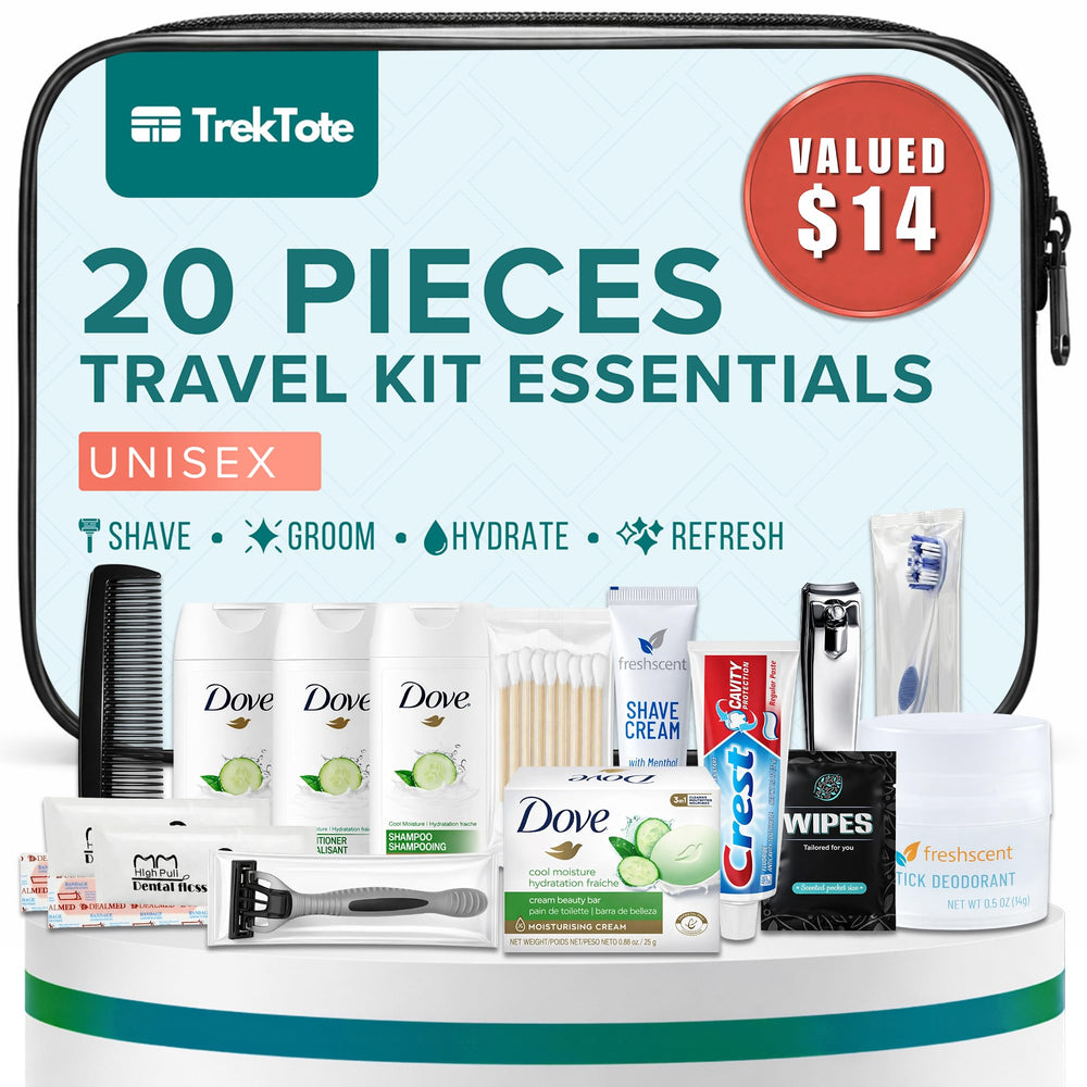 Stuhrling TrekTote clear bag keeps items organized for travel.