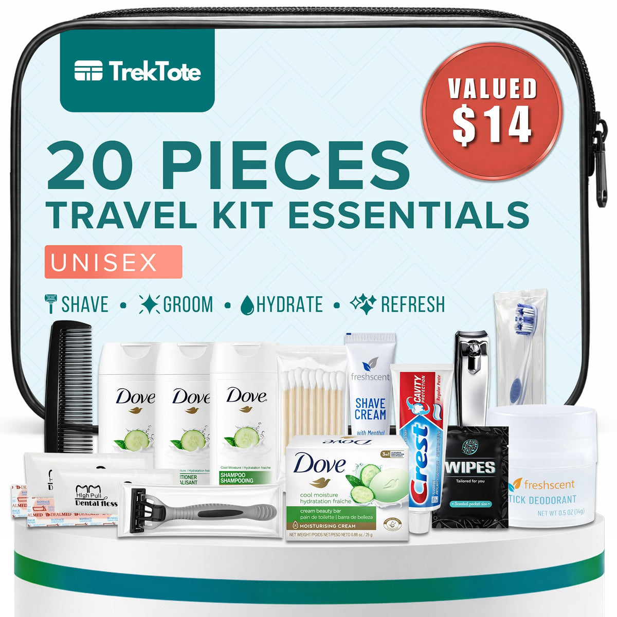 Stuhrling TrekTote clear bag keeps items organized for travel.