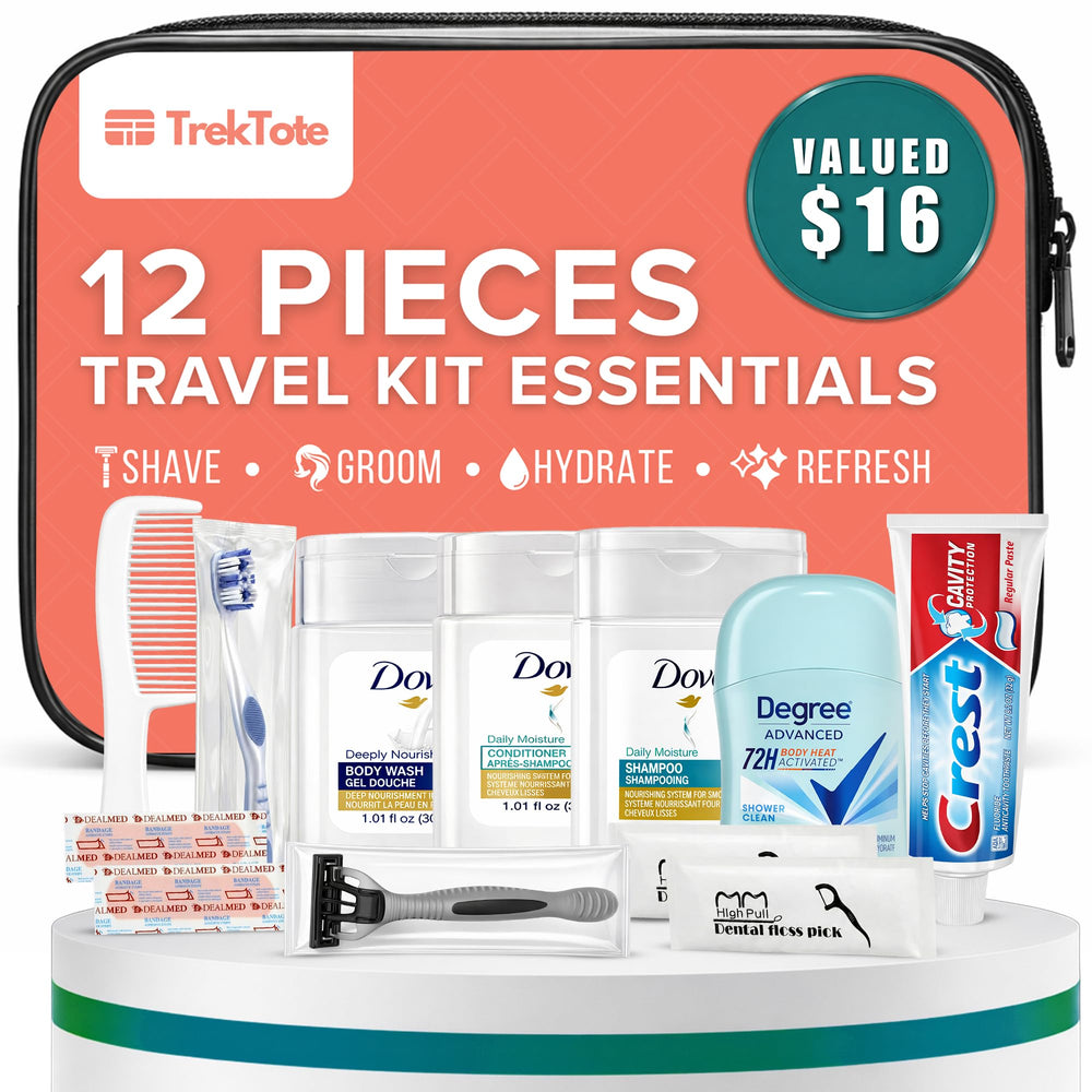 Trektote kit in a clear bag for quick, organized travel by Stuhrling Bottle