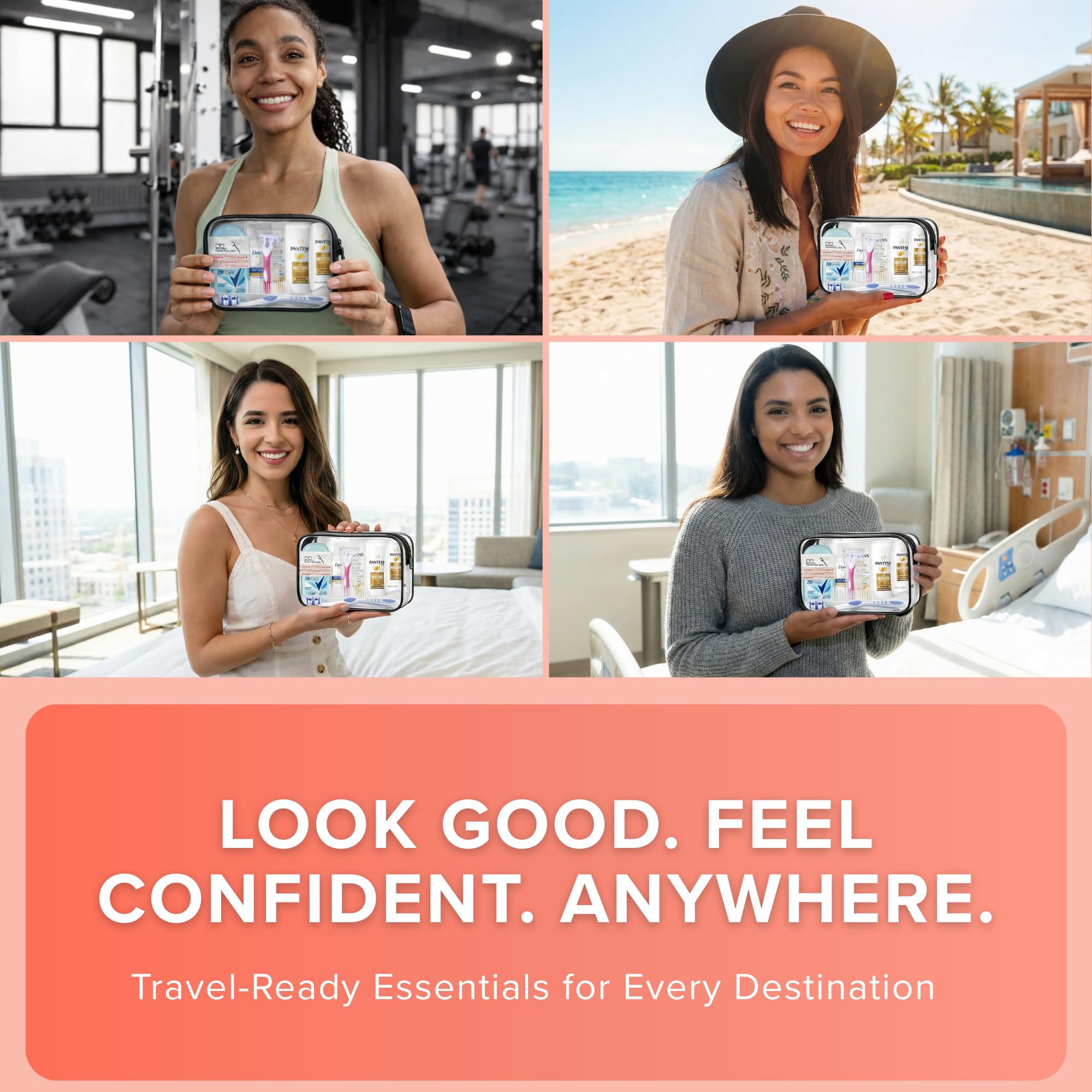 Shampoo, conditioner, and lotion in travel sizes from TrekTote