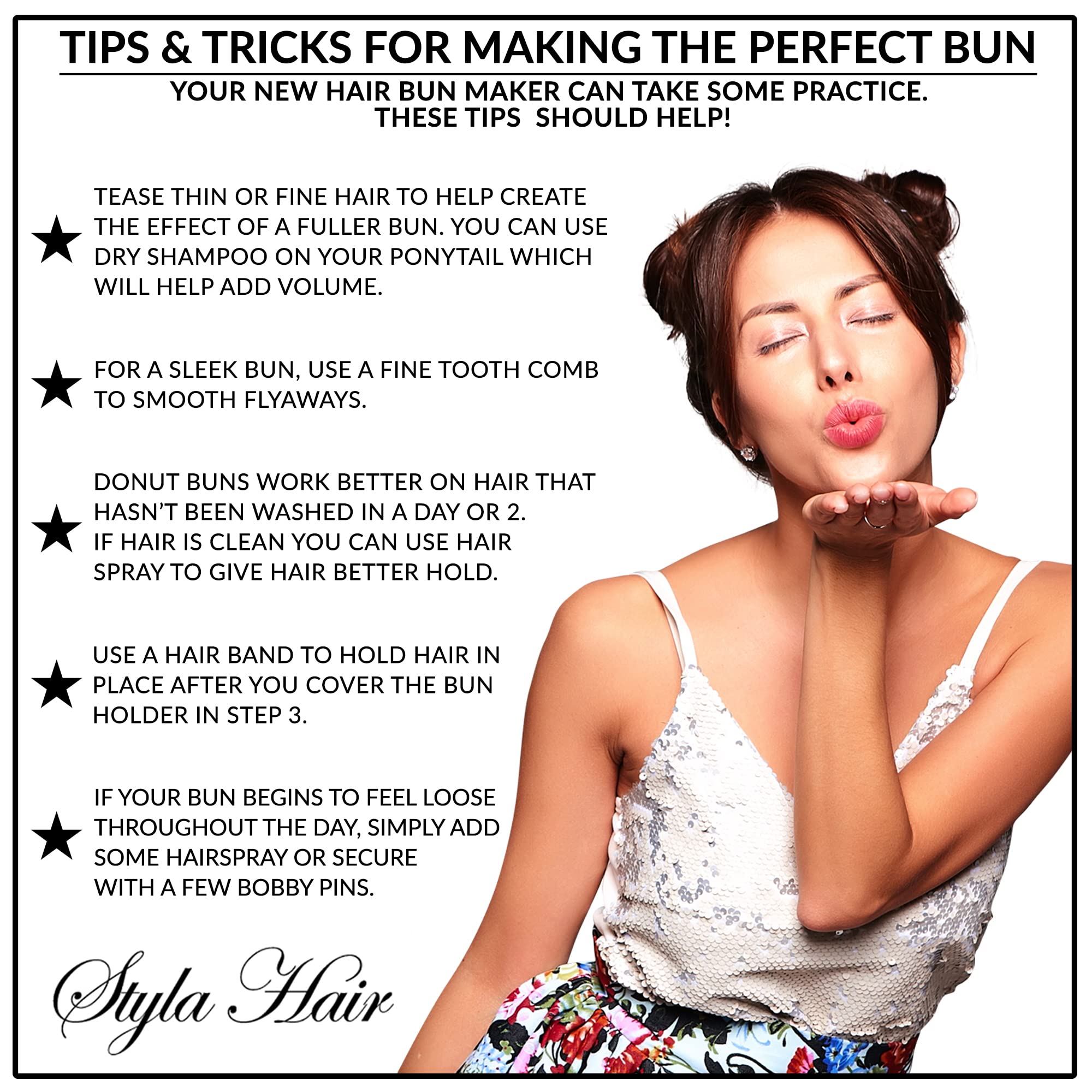 Styla Hair portable bun kit fits in a bag for school or events