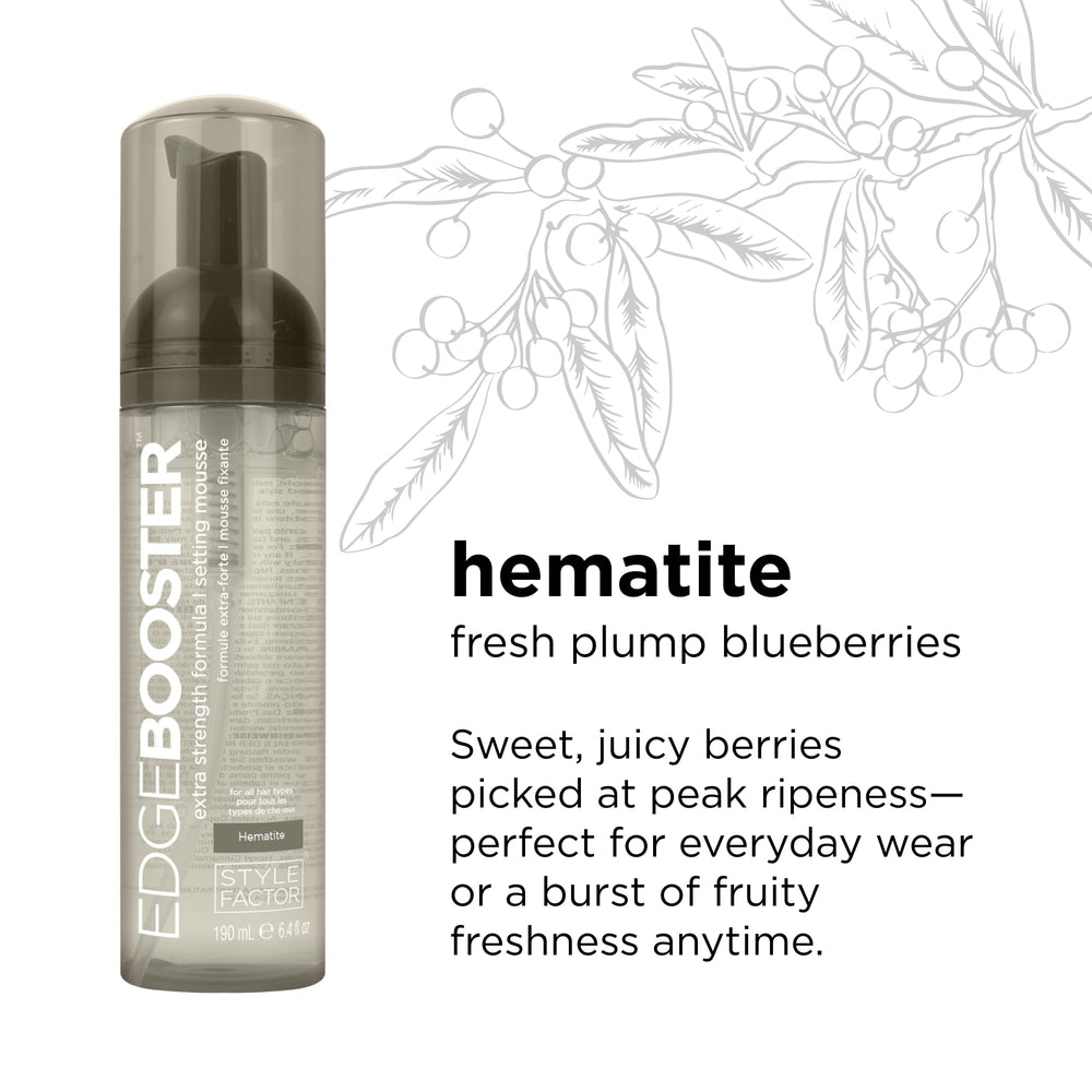 Style Factor Edge Booster hematite mousse adds light texture and manageable volume