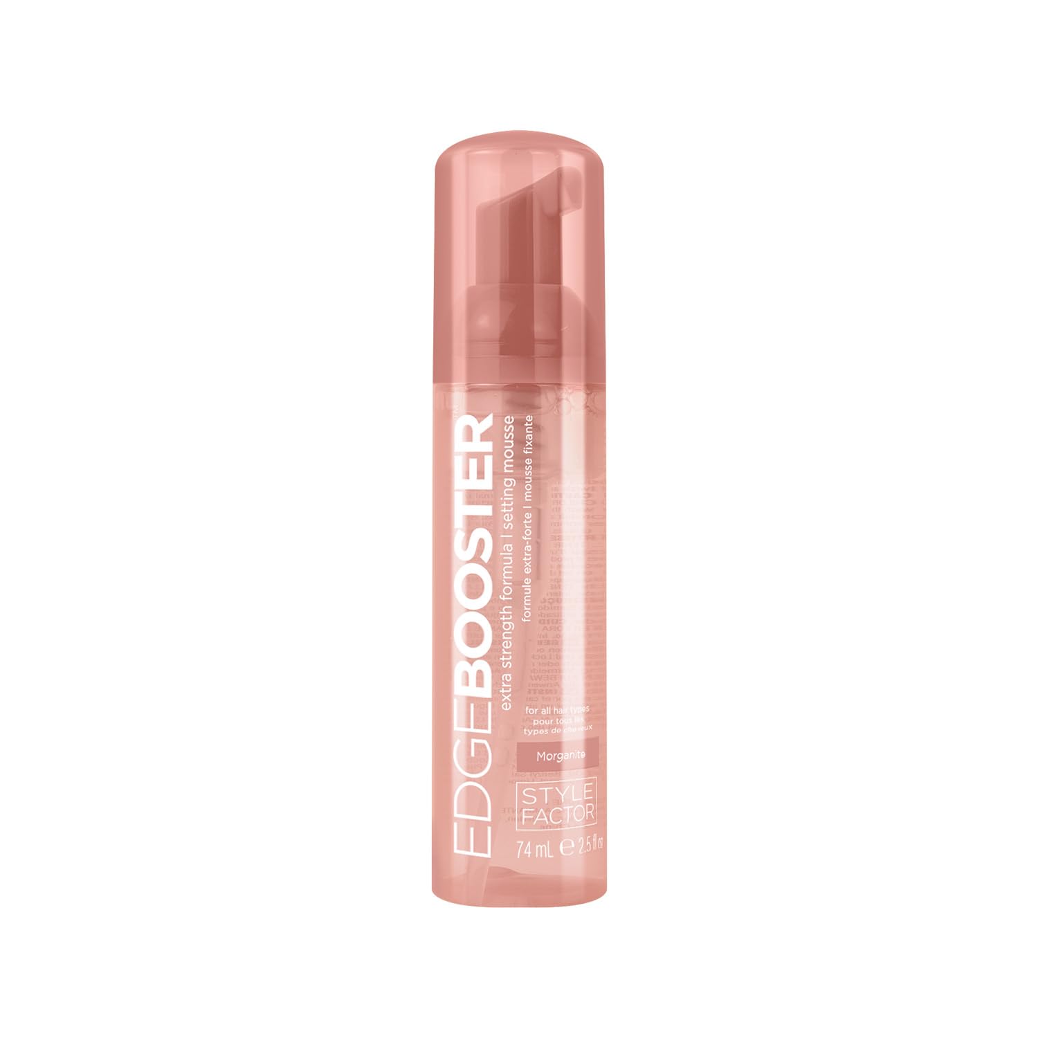 Style Factor Edge Booster Morganite bottle front view for defined curls
