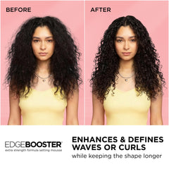 Style Factor Edge Booster mousse applied to curls for defined, versatile styling