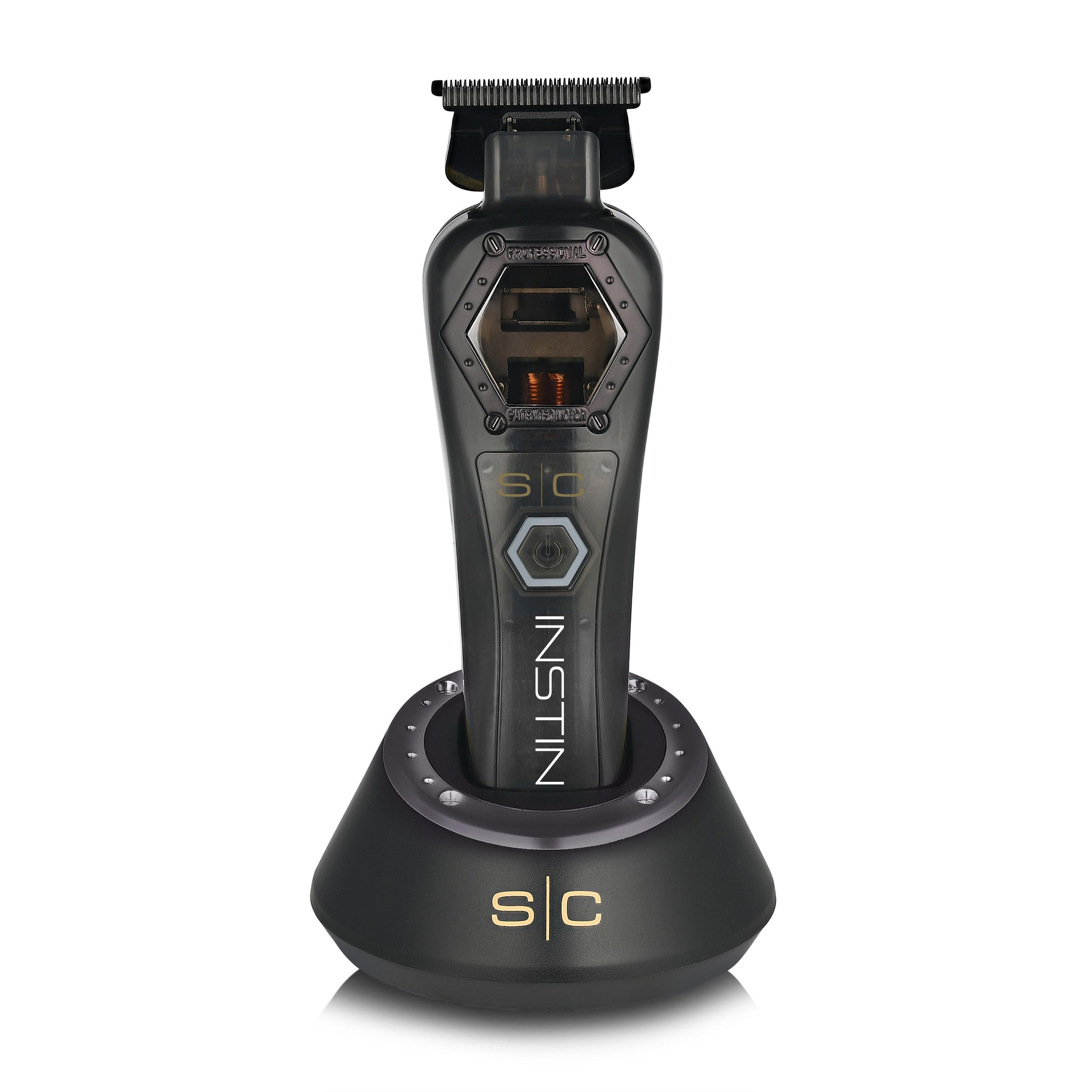 Stylecraft Instinct Metal Edition trimmer front view with ergonomic grip for comfortable styling.