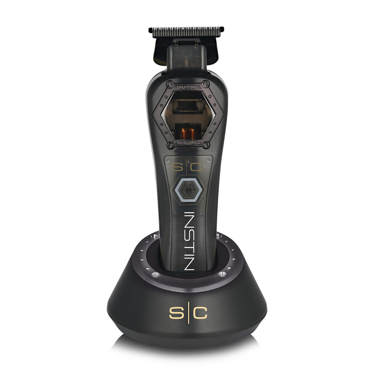 Stylecraft Instinct Metal Edition trimmer front view with ergonomic grip for comfortable styling.