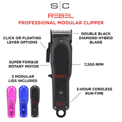 Stylecraft Rebel clipper side view shows ergonomic grip for comfort.
