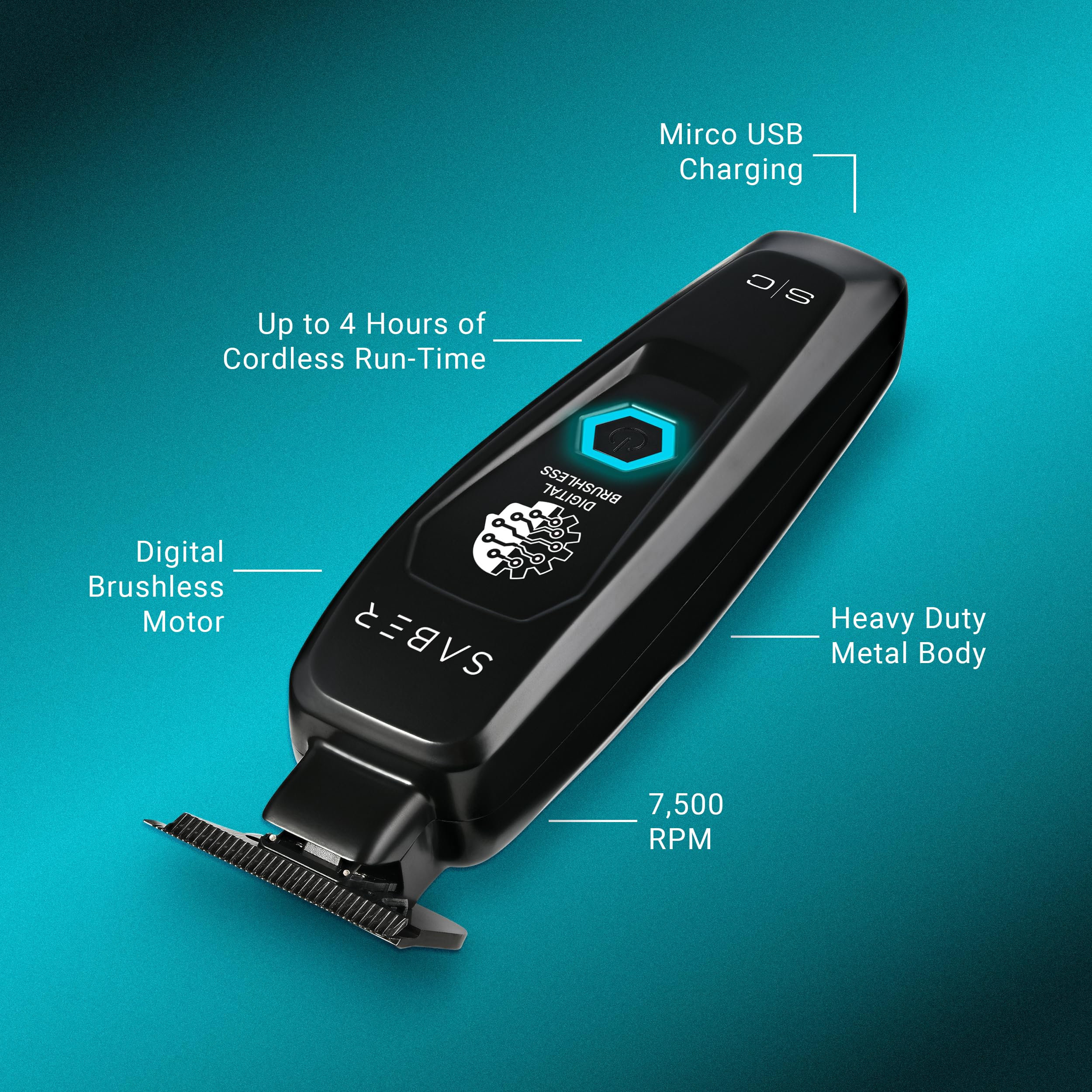 Stylecraft Saber digital brushless motor close up shows powerful cutting performance