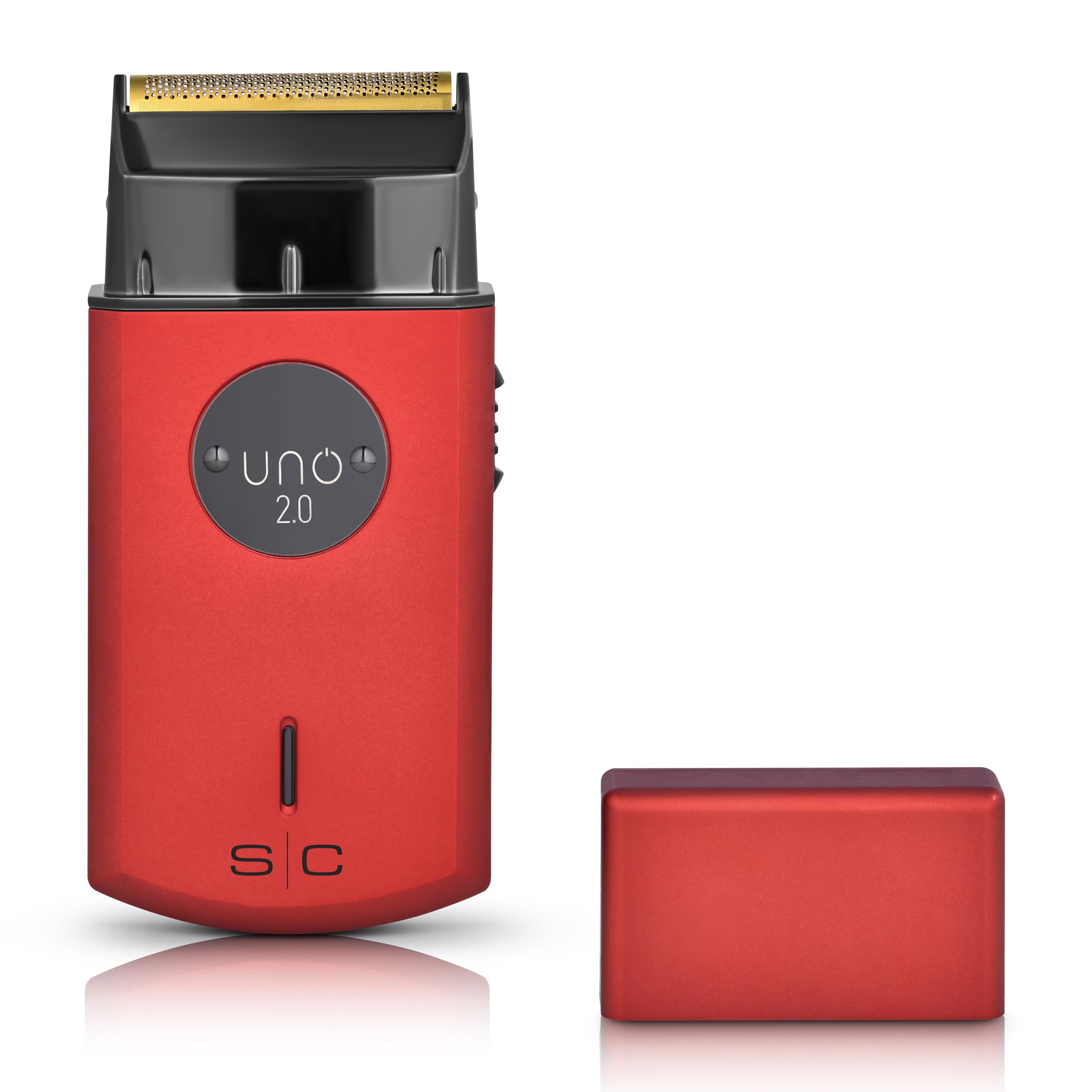 Stylecraft Uno 2.0 cordless shaver front view with gold titanium foils for precise trimming.