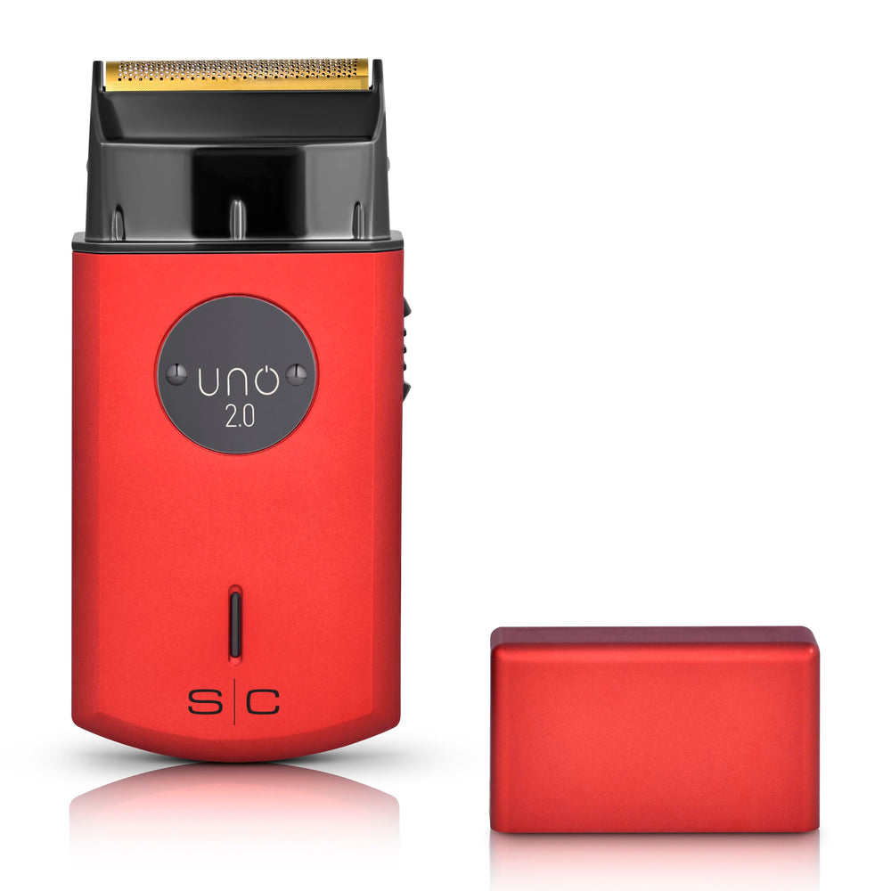 Stylecraft Uno 2.0 cordless shaver front view with gold titanium foils for precise trimming.