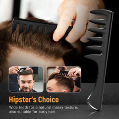 Stylemate fish-tail bone comb shapes texture for layered quiff and Mohawk looks.