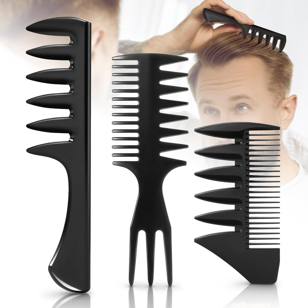 Stylemate 3Pcs comb set with wide teeth for gentle detangling and versatile use.