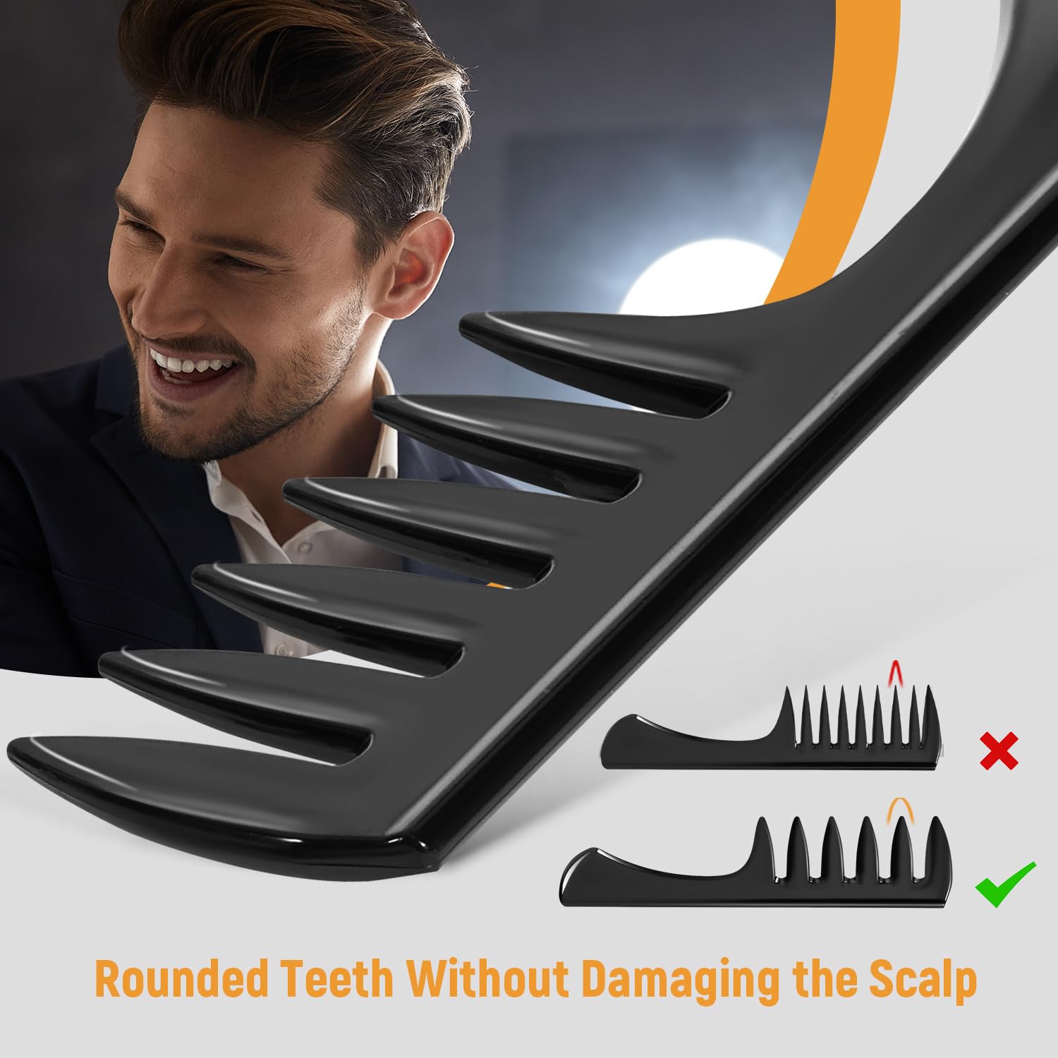 Stylemate double-sided comb offers on-the-go styling versatility.