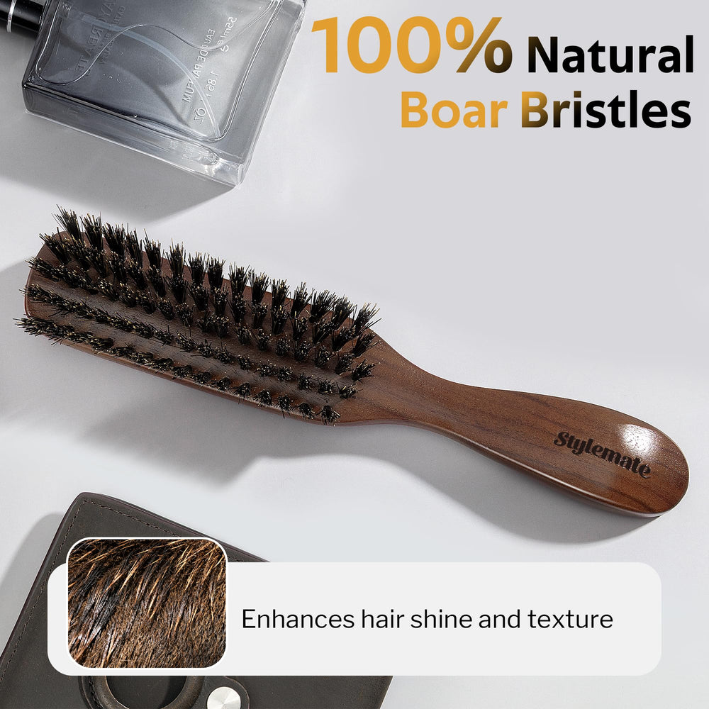 Stylemate walnut-handle brush with ergonomic grip for comfortable styling