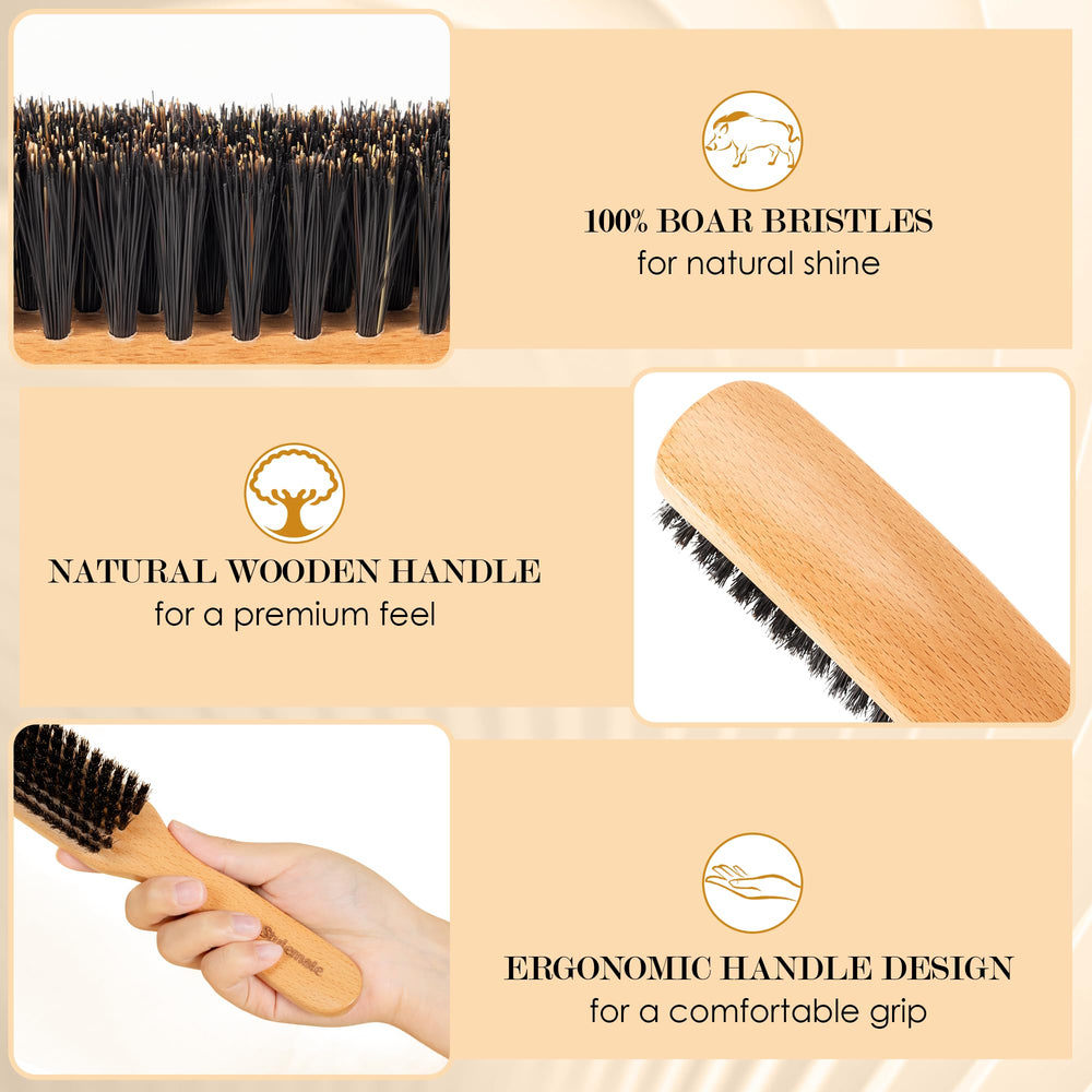 STYLEMATE Slick Back Hair Brush reduces breakage on delicate thinning hair