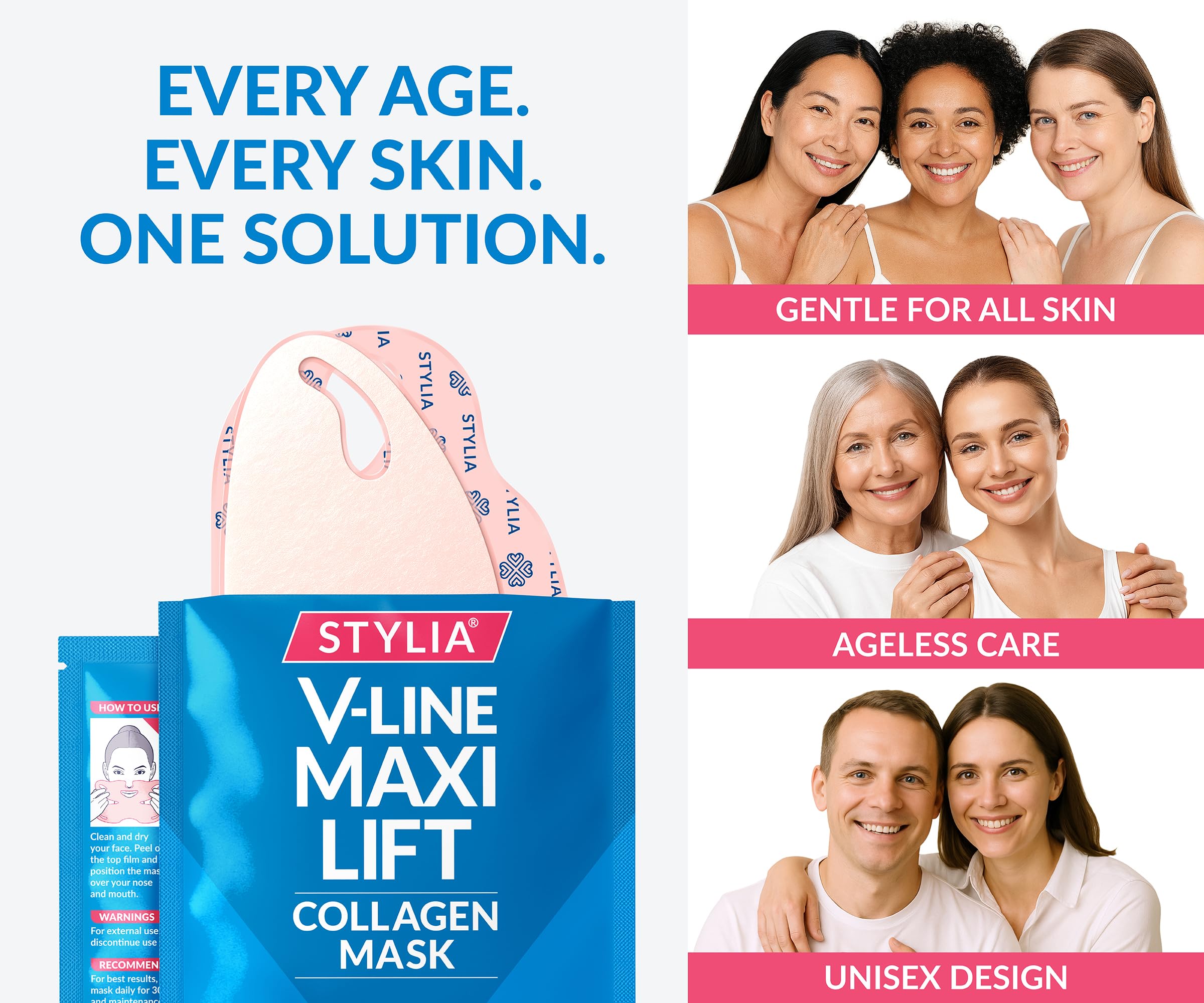 Stylia MaxiLift unisex-fit design for versatile use across skin types.