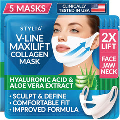Stylia MaxiLift V-Line mask on chin-area for a defined jawline.