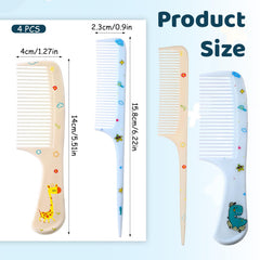 Styquenzer Cute Hair Comb Set 4Pcs back view with ergonomic grip for easy styling.