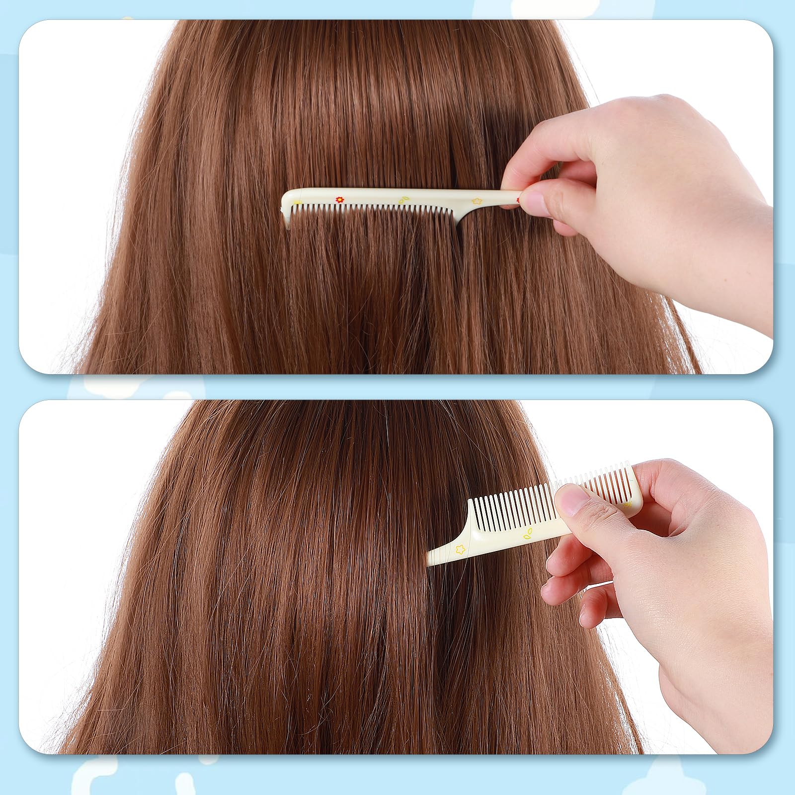 Styquenzer Cute Hair Comb Set 4Pcs ergonomic handle for comfortable grooming.