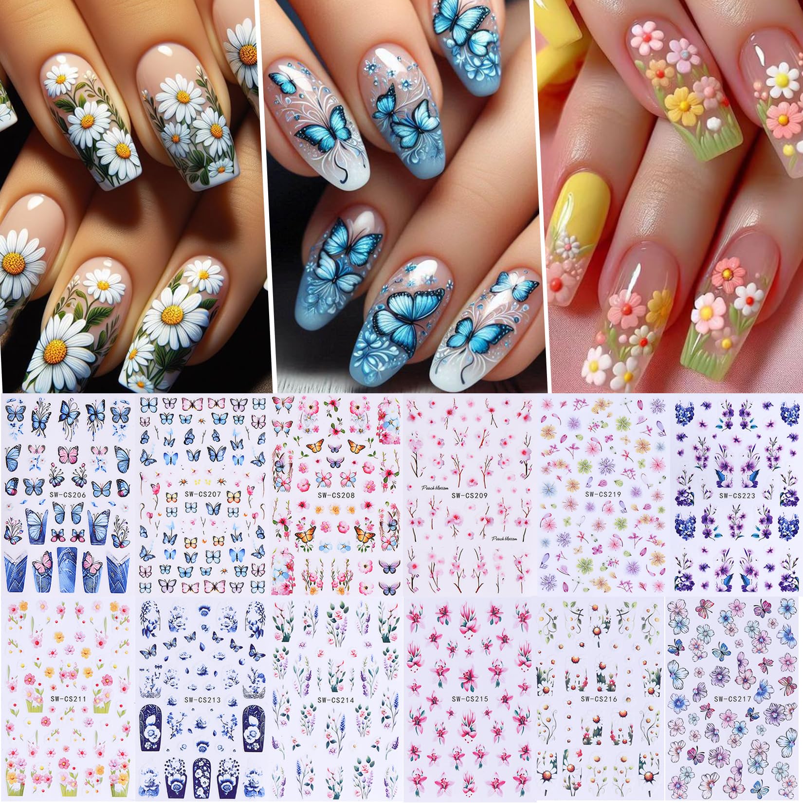 STZPRONAIL 3D floral leaves nail art for stylish designs.