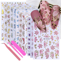 STZPRONAIL 3D flower petal stickers with gold edge enhance manicure detail