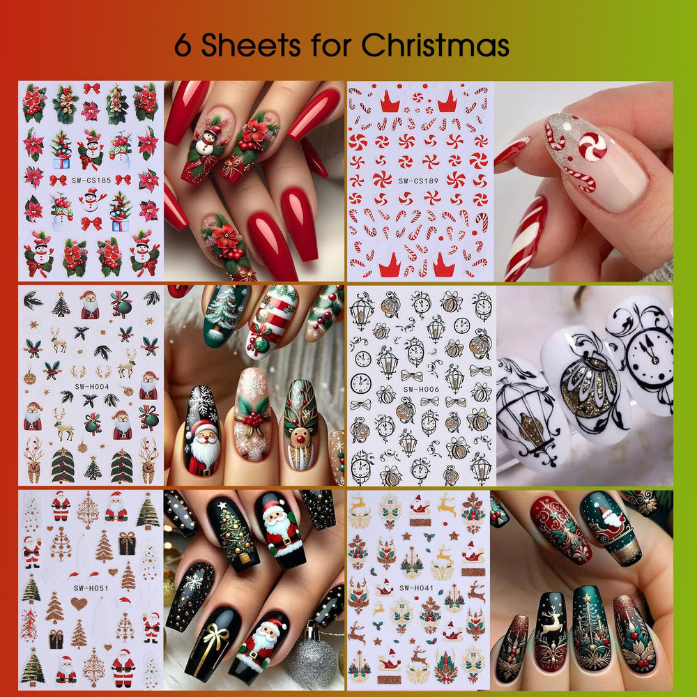 STZPRONAIL disenos-santa-claus-figuras para uñas, toque navideño encantador.