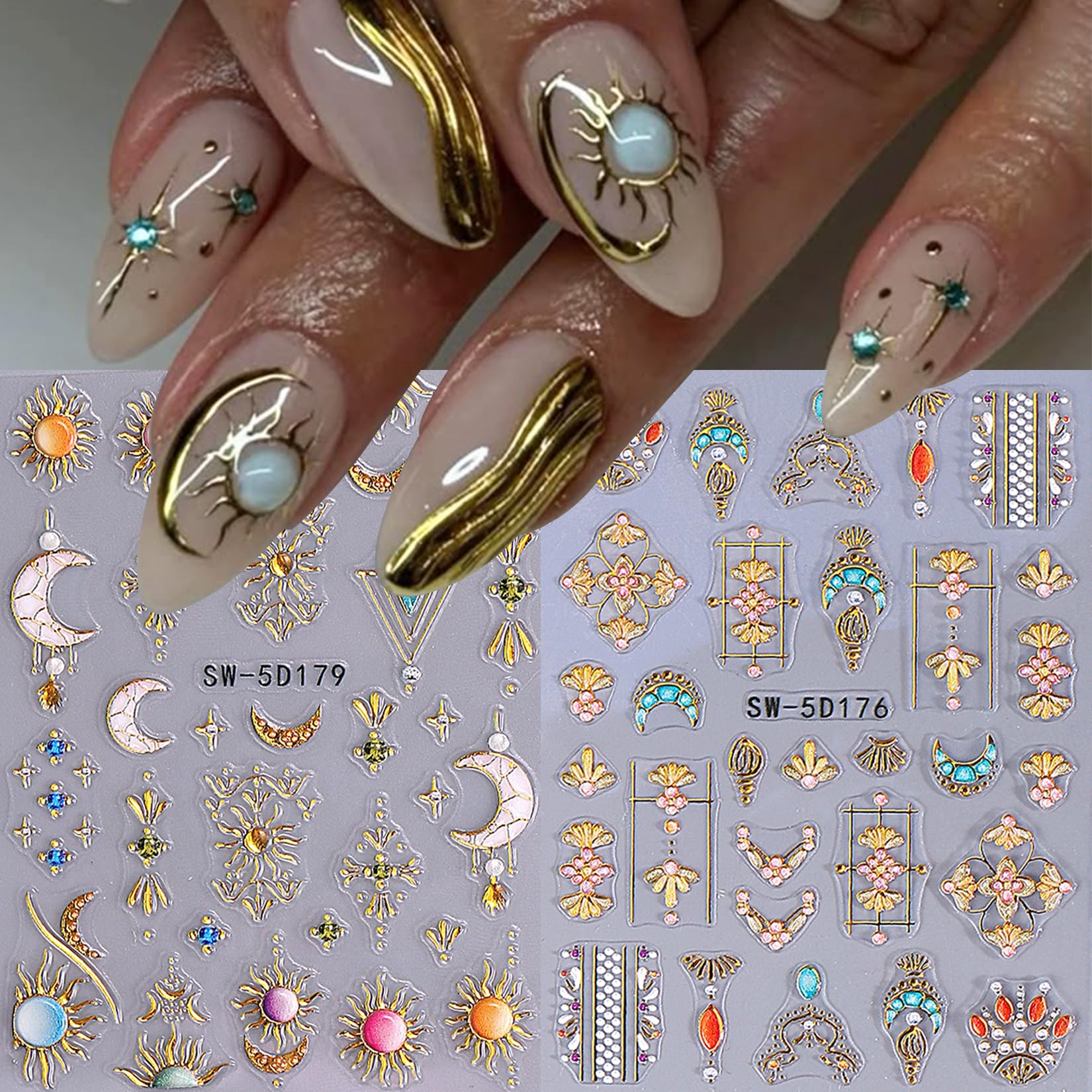STZPRONAIL moon sticker embossed creates mysterious, elegant nail art