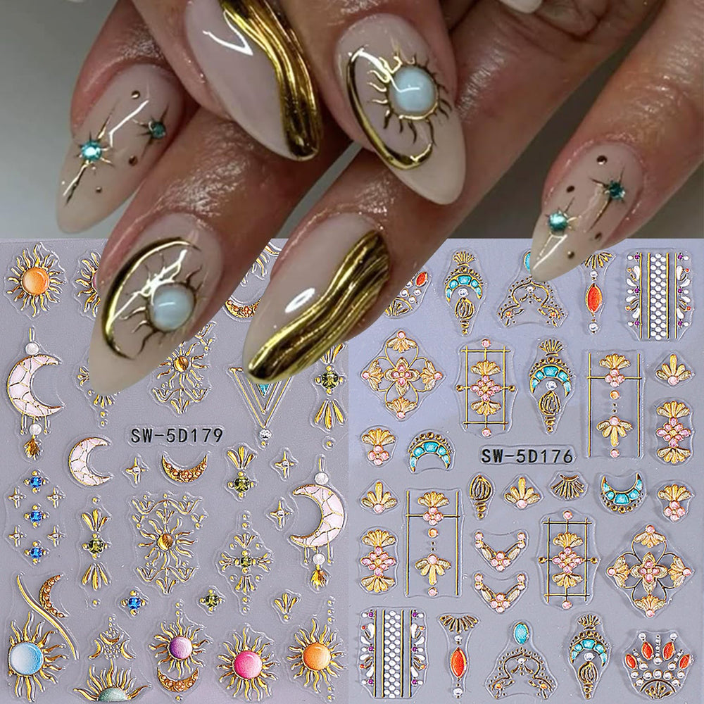 STZPRONAIL moon sticker embossed creates mysterious, elegant nail art