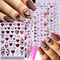 STZPRONAIL Valentine 3D heart stickers add romantic flair to nails.