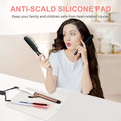 Suafrnut mat anti-slip top view for secure tool placement during styling.