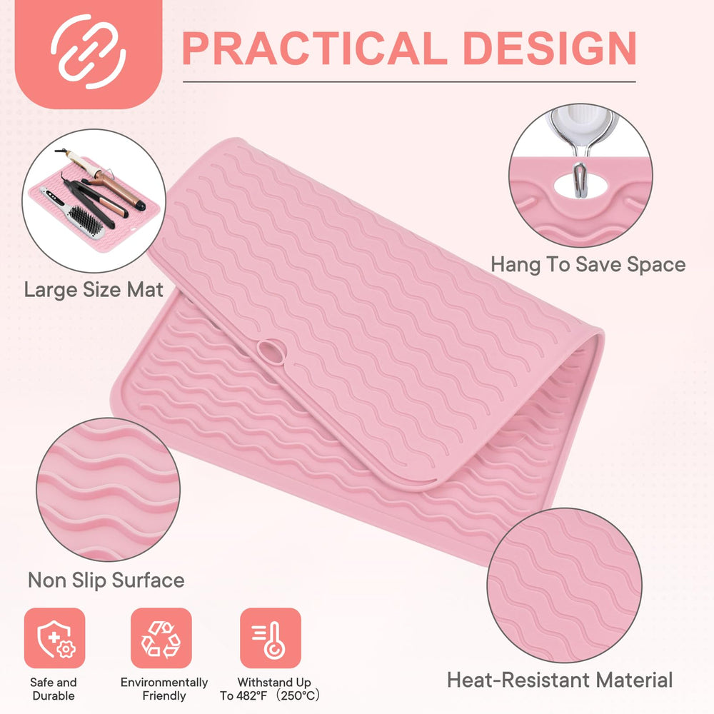 Suafrnut travel-friendly mat protects surfaces during styling on the go.