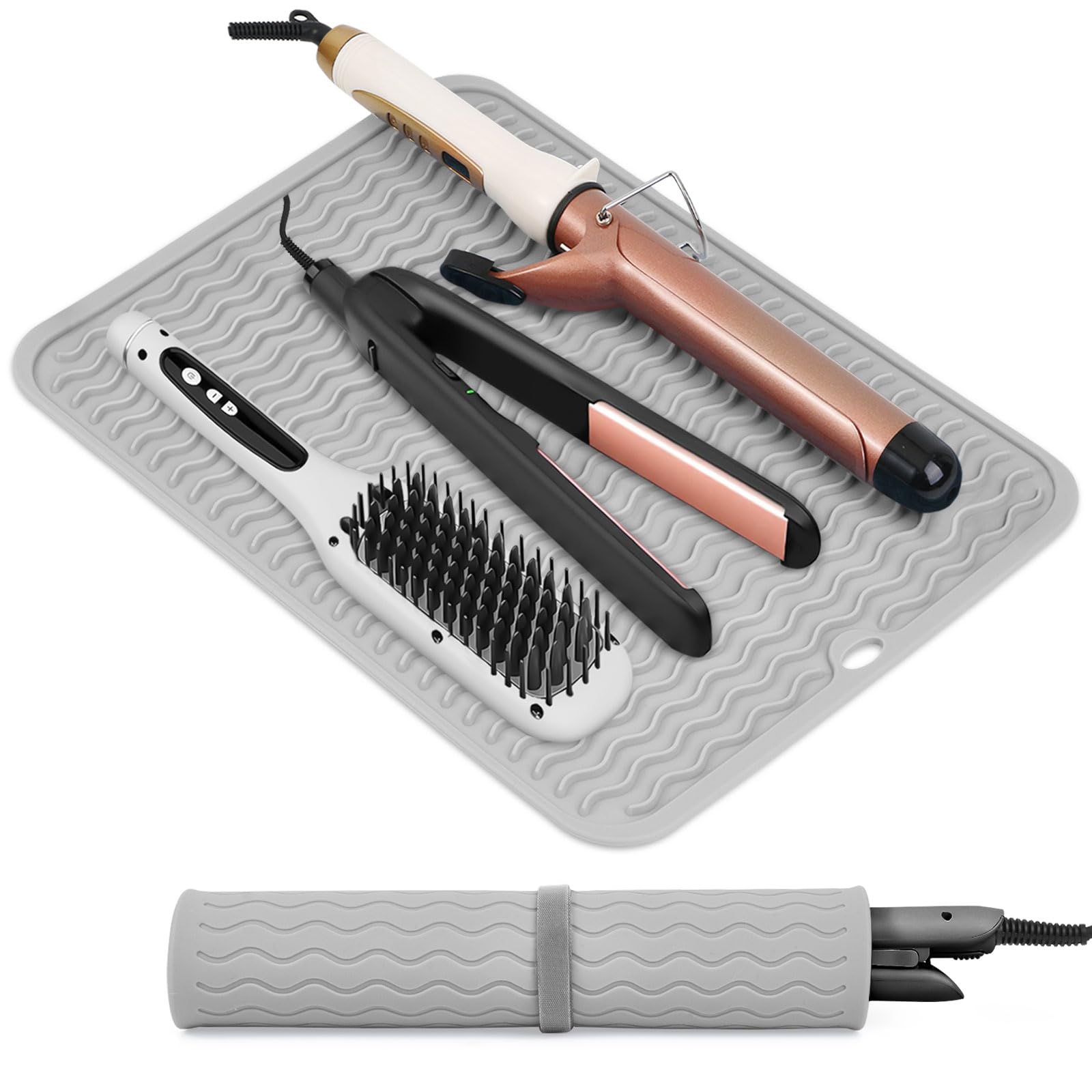 Suafrnut oversize silicone heat-resistant mat for safe tool placement during styling at home