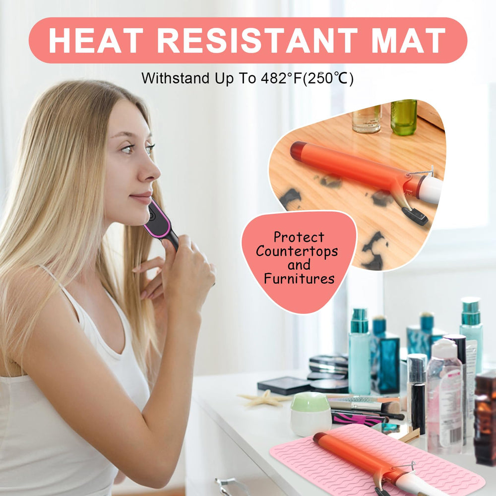 Suafrnut Plus Size mat with curling iron on a big, non-slip surface