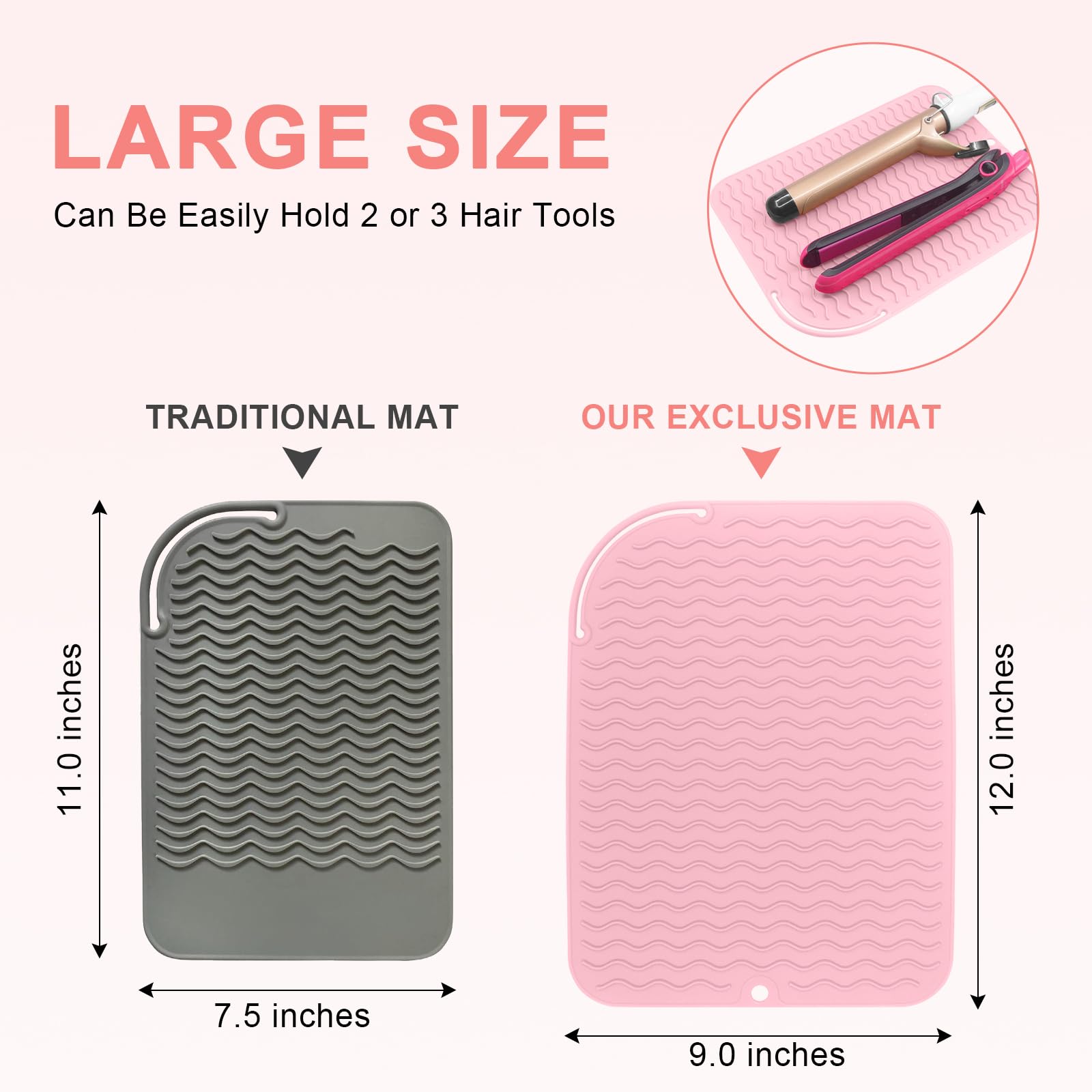Suafrnut mat shows dual-wave texture and grip to prevent slipping during styling